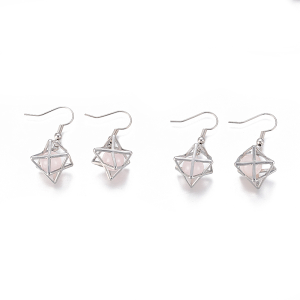 PandaHall Natural Rose Quartz Dangle Earrings, with Brass Findings, Round Bead Inside, Geometry, 38mm, Pin: 0.7mm Rose Quartz
PandaHall Natural Rose Quartz Dangle Earrings, with Brass Findings, Round Bead Inside, Geometry, 38mm, Pin: 0.7mm Rose Quartz