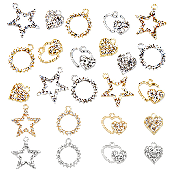 PandaHall SUPERFINDINGS 40Pcs 8 Style Alloy Rhinestone Pendants, with Crystal Rhinestone, Star & Heart & Heart Charms, Platinum & Golden...
PandaHall SUPERFINDINGS 40Pcs 8 Style Alloy Rhinestone Pendants, with Crystal Rhinestone, Star & Heart & Heart Charms, Platinum & Golden...