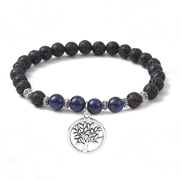 PandaHall Natural Lava Rock & Natural Lapis Lazuli Gemstone Round Beaded Stretch Bracelet, with Alloy Tree of Life Charms, Inner Diameter...
PandaHall Natural Lava Rock & Natural Lapis Lazuli Gemstone Round Beaded Stretch Bracelet, with Alloy Tree of Life Charms, Inner Diameter...