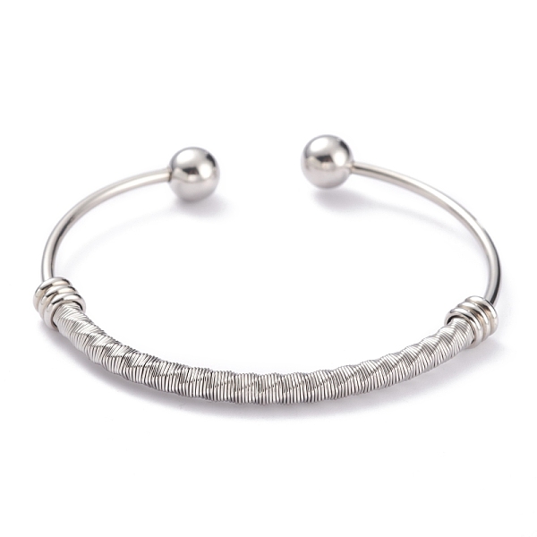 PandaHall 304 Stainless Steel Torque Bangles, with Round Immovable Beads, Twisted, Stainless Steel Color, Inner Diameter: 2-1/2x1-7/8 inch...
PandaHall 304 Stainless Steel Torque Bangles, with Round Immovable Beads, Twisted, Stainless Steel Color, Inner Diameter: 2-1/2x1-7/8 inch...