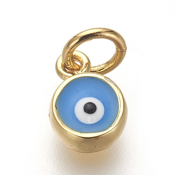 PandaHall Brass Enamel Charms, Lead Free & Cadmium Free, Flat Round with Evil Eye, Deep Sky Blue, Golden, 8x6x3mm, Hole: 3mm Brass+Enamel...
PandaHall Brass Enamel Charms, Lead Free & Cadmium Free, Flat Round with Evil Eye, Deep Sky Blue, Golden, 8x6x3mm, Hole: 3mm Brass+Enamel...