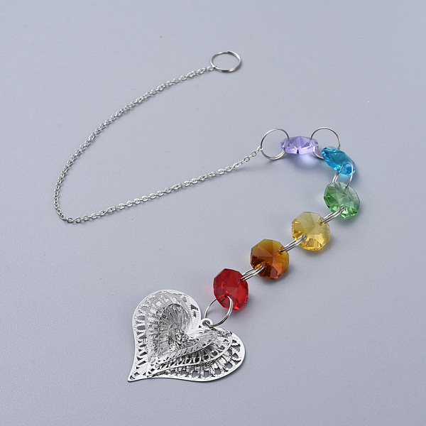 PandaHall Chandelier Suncatchers Prisms Octogon Glass Hanging Pendant, with Crystal Rhinestone, Heart Iron Pendant and Cable Chain, Faceted...
PandaHall Chandelier Suncatchers Prisms Octogon Glass Hanging Pendant, with Crystal Rhinestone, Heart Iron Pendant and Cable Chain, Faceted...