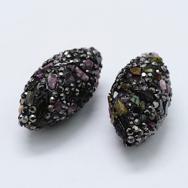 PandaHall Polymer Clay Rhinestone Beads, with Natural Tourmaline Chip Beads, Oval, 30~32x15~16mm, Hole: 1mm Tourmaline Oval
PandaHall Polymer Clay Rhinestone Beads, with Natural Tourmaline Chip Beads, Oval, 30~32x15~16mm, Hole: 1mm Tourmaline Oval