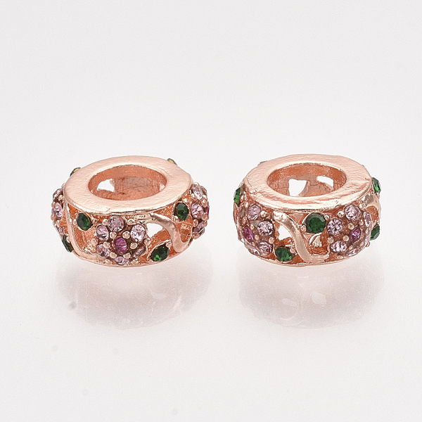 PandaHall Alloy European Beads, Large Hole Beads, with Rhinestones, Flat Rondelle with Flower, Colorful, Rose Gold, 10.5x4.5mm, Hole: 5mm..., Multicolor
PandaHall Alloy European Beads, Large Hole Beads, with Rhinestones, Flat Rondelle with Flower, Colorful, Rose Gold, 10.5x4.5mm, Hole: 5mm..., Multicolor