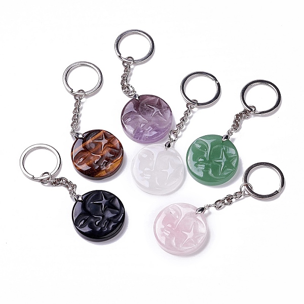 PandaHall Flat Round with Moon & Star Natural Gemstone Pendant Keychain, with Alloy & Brass Findings, 3.50 inch(8.9cm) Mixed Stone Flat...
PandaHall Flat Round with Moon & Star Natural Gemstone Pendant Keychain, with Alloy & Brass Findings, 3.50 inch(8.9cm) Mixed Stone Flat...