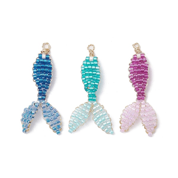 PandaHall 3Pcs 3 Colors Seed Beads Pendants, with Copper Wire, Fishtail, Mixed Color, 38~40x14.5~16x2.3mm, Hole: 1.6~2mm, 3pcs/set Glass..., Multicolor
PandaHall 3Pcs 3 Colors Seed Beads Pendants, with Copper Wire, Fishtail, Mixed Color, 38~40x14.5~16x2.3mm, Hole: 1.6~2mm, 3pcs/set Glass..., Multicolor
