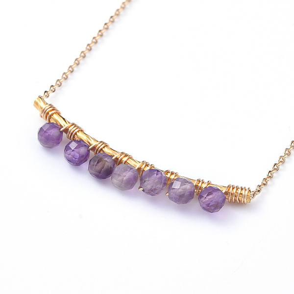 PandaHall Faceted Natural Amethyst Pendant Necklaces, with 304 Stainless Steel Lobster Claw Clasps, Brass Tube Beads and Cable Chains, 16.73...
PandaHall Faceted Natural Amethyst Pendant Necklaces, with 304 Stainless Steel Lobster Claw Clasps, Brass Tube Beads and Cable Chains, 16.73...