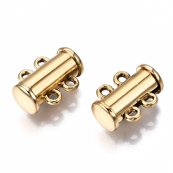 PandaHall 2-Strands Brass Magnetic Slide Lock Clasps, 4-Hole, Tube, Golden, 15x10.5x6.5mm, Hole: 1.5mm Alloy
PandaHall 2-Strands Brass Magnetic Slide Lock Clasps, 4-Hole, Tube, Golden, 15x10.5x6.5mm, Hole: 1.5mm Alloy