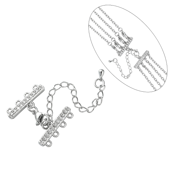 PandaHall Brass Micro Pave Cubic Zirconia Chain Extender, Necklace Layering Clasps, with 4 Strands 8-Hole Ends and Lobster Claw Clasps...
PandaHall Brass Micro Pave Cubic Zirconia Chain Extender, Necklace Layering Clasps, with 4 Strands 8-Hole Ends and Lobster Claw Clasps...