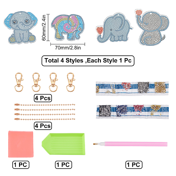 PandaHall SUNNYCLUE Diamond Art Painting Keyrings Elephant 5D Special Diamond Art Painting with Resin Rhinestone Keychain Kits for Adult...
PandaHall SUNNYCLUE Diamond Art Painting Keyrings Elephant 5D Special Diamond Art Painting with Resin Rhinestone Keychain Kits for Adult...