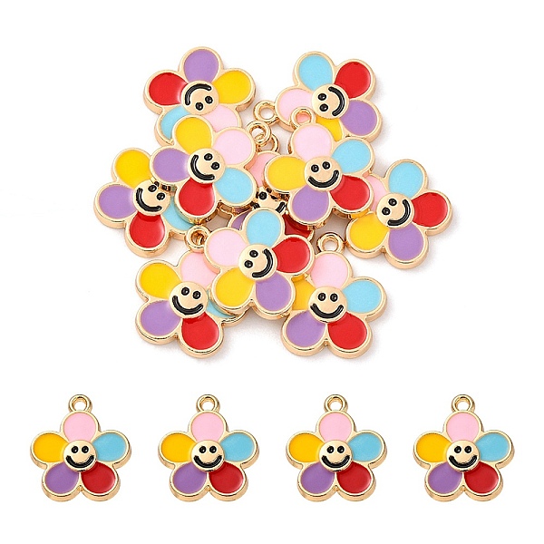 PandaHall Alloy Enamel Pendants, Golden, Flower with Smiling Face Charm, Colorful, 15.5x14x2mm, Hole: 1.4mm Alloy+Enamel Flower
PandaHall Alloy Enamel Pendants, Golden, Flower with Smiling Face Charm, Colorful, 15.5x14x2mm, Hole: 1.4mm Alloy+Enamel Flower