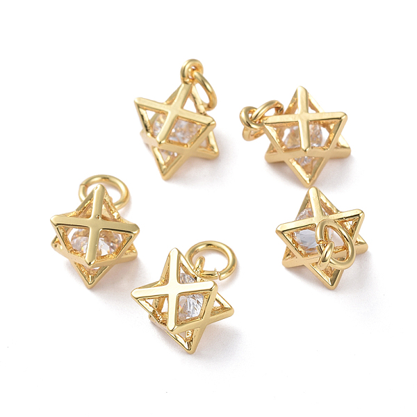 PandaHall Hollow Brass Charms, with Clear Cubic Zirconia, Long-Lasting Plated, Real 18K Gold Plated, Merkaba Star, 12.1x8.5x8.5mm, Hole...
PandaHall Hollow Brass Charms, with Clear Cubic Zirconia, Long-Lasting Plated, Real 18K Gold Plated, Merkaba Star, 12.1x8.5x8.5mm, Hole...