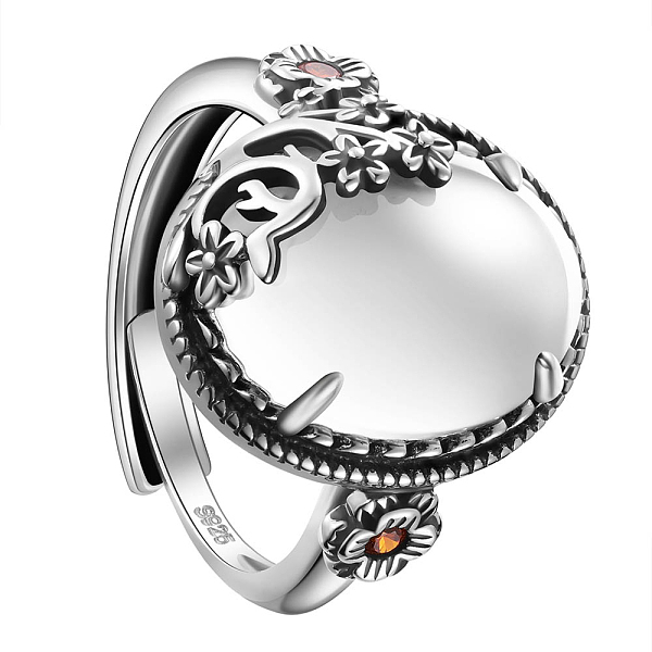 PandaHall SHEGRACE 925 Sterling Silver Adjustable Rings, with Cat Eye, Oval with Flower, Antique Silver, White, Inner Diameter: 19mm...
PandaHall SHEGRACE 925 Sterling Silver Adjustable Rings, with Cat Eye, Oval with Flower, Antique Silver, White, Inner Diameter: 19mm...