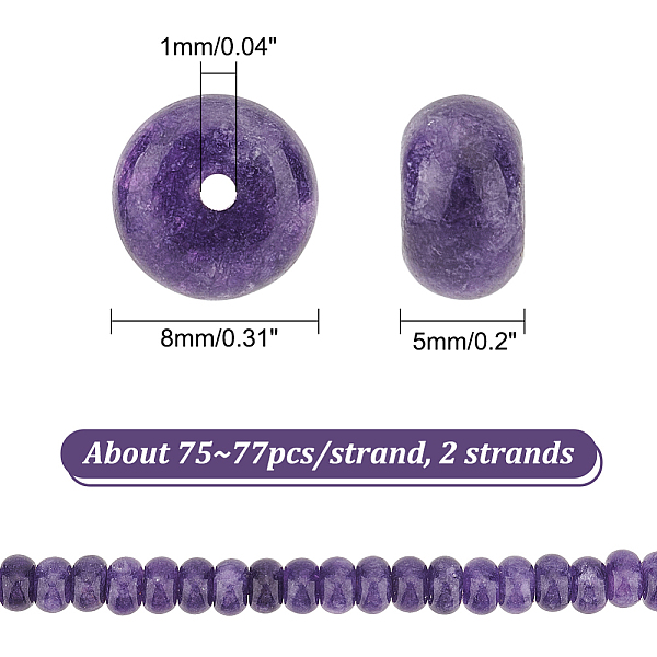 PandaHall 2 Strands Natural Amethyst Beads Strands, Rondelle, 8x5mm, Hole: 1mm, about 75~77pcs/strand, 14.76~14.96 inch(37.5~38cm) Amethyst...
PandaHall 2 Strands Natural Amethyst Beads Strands, Rondelle, 8x5mm, Hole: 1mm, about 75~77pcs/strand, 14.76~14.96 inch(37.5~38cm) Amethyst...