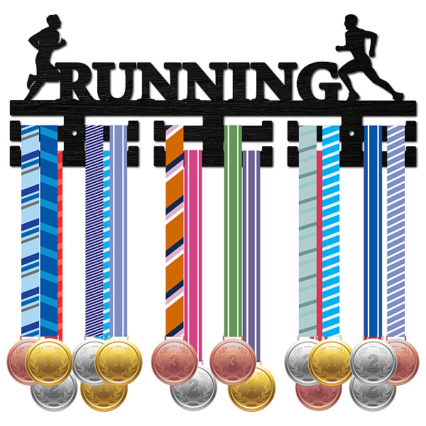 PandaHall Fashion Wood Medal Hanger Holder, 2 Line Display Wall Rack, with Screws & Anchor Plug, Sports, 150x400mm, Hole: 5mm Wood Sports..., Black
PandaHall Fashion Wood Medal Hanger Holder, 2 Line Display Wall Rack, with Screws & Anchor Plug, Sports, 150x400mm, Hole: 5mm Wood Sports..., Black