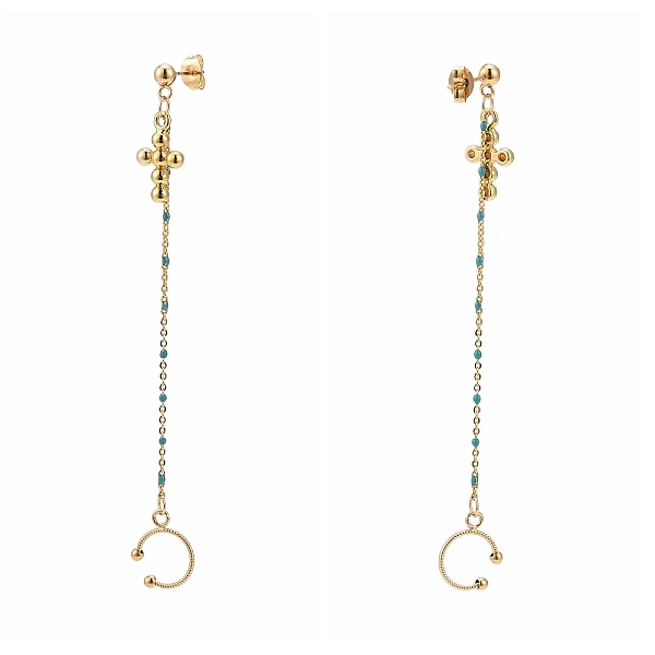 PandaHall Brass Enamel Cable Chains & Cross Charms Dangle Stud Earrings, Golden, with 304 Stainless Steel Pin & Clip-on Earring Findings..., Green
PandaHall Brass Enamel Cable Chains & Cross Charms Dangle Stud Earrings, Golden, with 304 Stainless Steel Pin & Clip-on Earring Findings..., Green