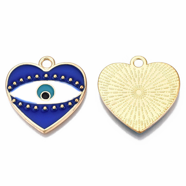 PandaHall Rack Plating Alloy Enamel Pendants, Light Gold, Cadmium Free & Nickel Free & Lead Free, Heart with Evil Eye, Dark Blue...
PandaHall Rack Plating Alloy Enamel Pendants, Light Gold, Cadmium Free & Nickel Free & Lead Free, Heart with Evil Eye, Dark Blue...
