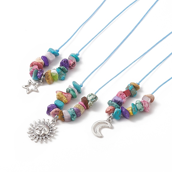 PandaHall 3Pcs 3 Style Sun & Moon & Star Synthetic Turquoise Chips Beaded Pendant Necklaces Set for Women, Mixed Color, 24.25 inch(61.6cm)..., Multicolor
PandaHall 3Pcs 3 Style Sun & Moon & Star Synthetic Turquoise Chips Beaded Pendant Necklaces Set for Women, Mixed Color, 24.25 inch(61.6cm)..., Multicolor