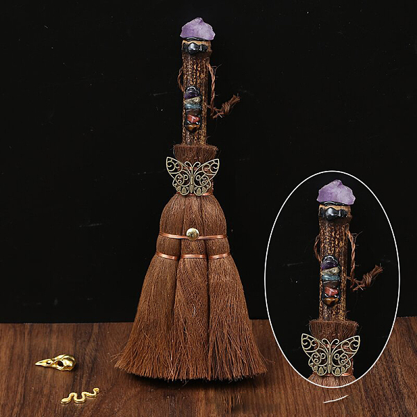PandaHall Wood Witch Broom with Synthetic Amethyst Pendant Decorations, for Interior Car Mirror Hanging Decorations, 240~290mm Amethyst
PandaHall Wood Witch Broom with Synthetic Amethyst Pendant Decorations, for Interior Car Mirror Hanging Decorations, 240~290mm Amethyst