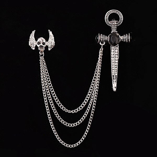 PandaHall Skull & Cross Sword Chain Tassel Dangle Brooch Pin, Alloy Rhinestone Badge for Jackets Hats Bags, Platinum, 165mm Alloy
PandaHall Skull & Cross Sword Chain Tassel Dangle Brooch Pin, Alloy Rhinestone Badge for Jackets Hats Bags, Platinum, 165mm Alloy