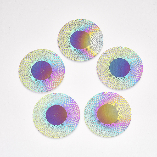 PandaHall Ion Plating(IP) 304 Stainless Steel Filigree Big Pendants, Etched Metal Embellishments, Flat Round, Rainbow Color, 52.5x0.2mm...
PandaHall Ion Plating(IP) 304 Stainless Steel Filigree Big Pendants, Etched Metal Embellishments, Flat Round, Rainbow Color, 52.5x0.2mm...