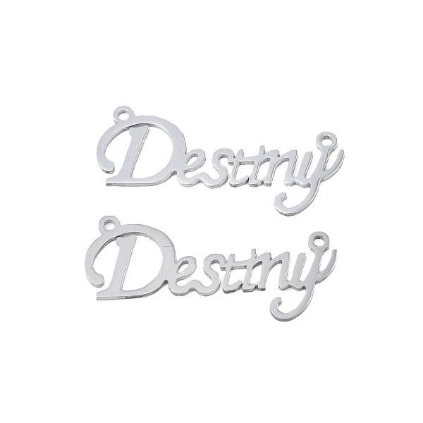 PandaHall 304 Stainless Steel Connector Charms, Word Destiny, Stainless Steel Color, 16x40x1mm, Hole: 1.6mm 304 Stainless Steel Word
PandaHall 304 Stainless Steel Connector Charms, Word Destiny, Stainless Steel Color, 16x40x1mm, Hole: 1.6mm 304 Stainless Steel Word