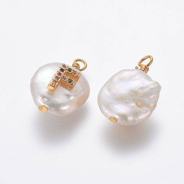 PandaHall Natural Cultured Freshwater Pearl Pendants, with Brass Micro Pave Cubic Zirconia Findings, Flat Round with Letter, Colorful...
PandaHall Natural Cultured Freshwater Pearl Pendants, with Brass Micro Pave Cubic Zirconia Findings, Flat Round with Letter, Colorful...
