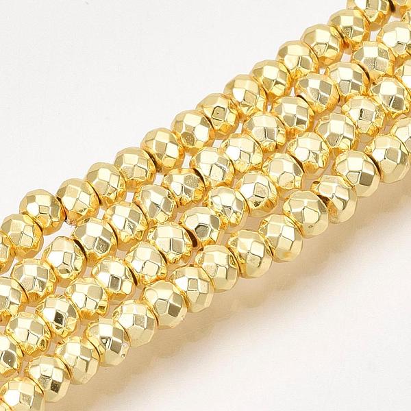PandaHall Electroplate Non-magnetic Synthetic Hematite Bead Strands, Rondelle, Faceted, Golden Plated, 3x2mm, Hole: 1mm, about 208pcs/strand...
PandaHall Electroplate Non-magnetic Synthetic Hematite Bead Strands, Rondelle, Faceted, Golden Plated, 3x2mm, Hole: 1mm, about 208pcs/strand...