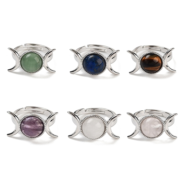PandaHall Natural Gemstone Adjustable Rings, Platinum Plated Brass Triple Moon Finger Rings for Women Men, US Size 7 1/4(17.5mm) Mixed Stone...
PandaHall Natural Gemstone Adjustable Rings, Platinum Plated Brass Triple Moon Finger Rings for Women Men, US Size 7 1/4(17.5mm) Mixed Stone...