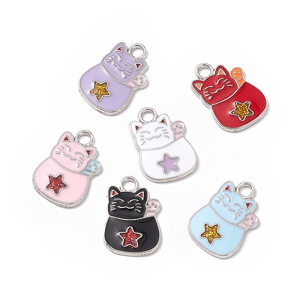 PandaHall Alloy Enamel Pendants, Cat with Star Charm, Platinum, Mixed Color, 18.5x12.5x1.5mm, Hole: 2mm Alloy+Enamel Cat Shape Multicolor
PandaHall Alloy Enamel Pendants, Cat with Star Charm, Platinum, Mixed Color, 18.5x12.5x1.5mm, Hole: 2mm Alloy+Enamel Cat Shape Multicolor