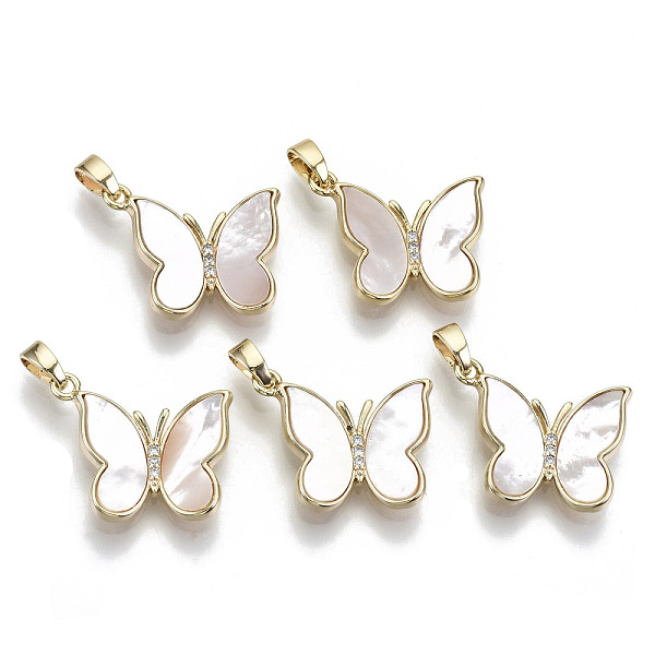 PandaHall Natural Freshwater Shell Pendants, with Cubic Zirconia and Brass Findings, Nickel Free, Butterfly, Real 18k Gold Plated, Seashell...
PandaHall Natural Freshwater Shell Pendants, with Cubic Zirconia and Brass Findings, Nickel Free, Butterfly, Real 18k Gold Plated, Seashell...