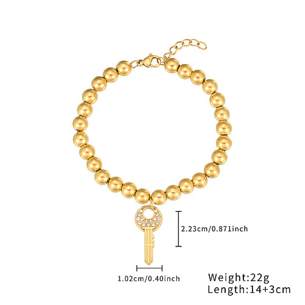PandaHall Stainless Steel Crystal Rhinestone Ball Beaded Bracelets with Pendants, Golden, Key, 5-1/2 inch(14cm), Pendant: 22.3x10.2mm..., Clear
PandaHall Stainless Steel Crystal Rhinestone Ball Beaded Bracelets with Pendants, Golden, Key, 5-1/2 inch(14cm), Pendant: 22.3x10.2mm..., Clear