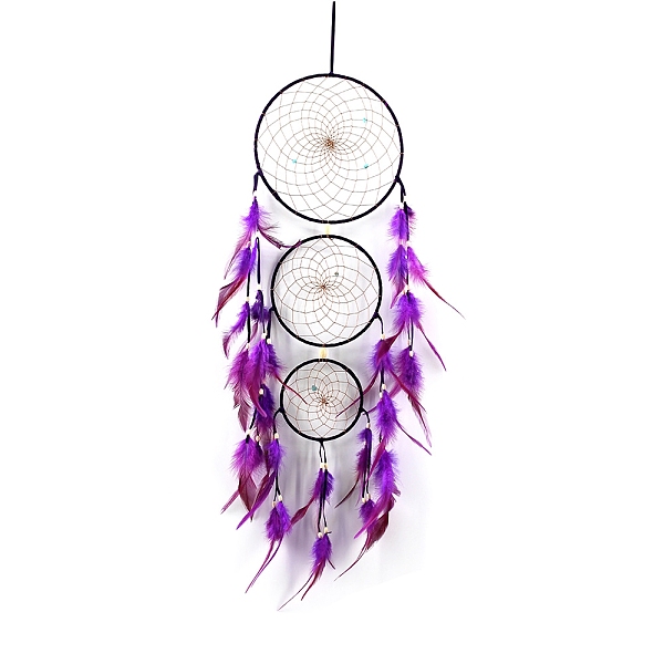 PandaHall Three-Ring Pointed Woven Net/Web with Feather with Iron Home Crafts Wall Hanging Decoration, Purple, 750x200mm Feather Flat Round...
PandaHall Three-Ring Pointed Woven Net/Web with Feather with Iron Home Crafts Wall Hanging Decoration, Purple, 750x200mm Feather Flat Round...