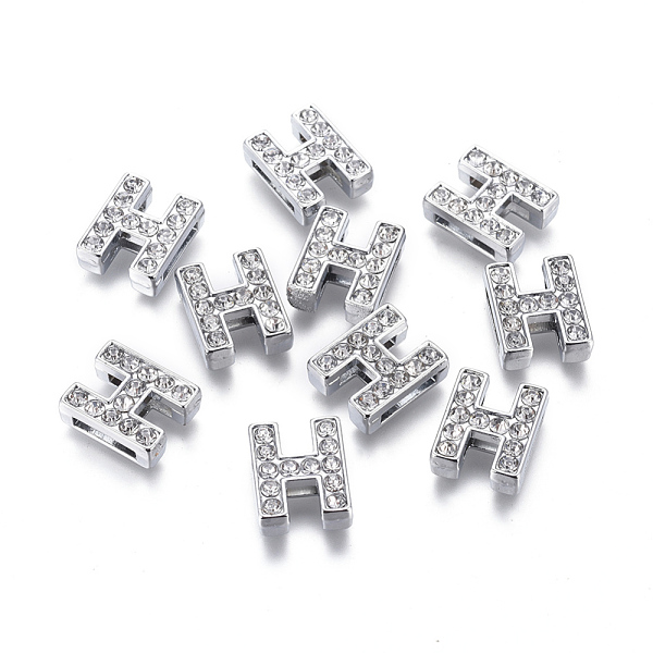 PandaHall Alloy Initial Slide Charms with Grade A Rhinestones, Lead Free & Nickel Free, Platinum, Letter.H, 12~13x8~13x4~5mm, Hole: 8x2mm..., Clear
PandaHall Alloy Initial Slide Charms with Grade A Rhinestones, Lead Free & Nickel Free, Platinum, Letter.H, 12~13x8~13x4~5mm, Hole: 8x2mm..., Clear