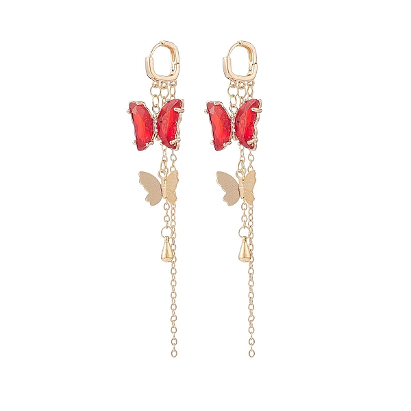 PandaHall Glass Butterfly Dangle Hoop Earrings with Clear Cubic Zirconia, Golden Brass Long Tassel Earrings for Woman, Red, 95mm, Pin: 1mm...
PandaHall Glass Butterfly Dangle Hoop Earrings with Clear Cubic Zirconia, Golden Brass Long Tassel Earrings for Woman, Red, 95mm, Pin: 1mm...