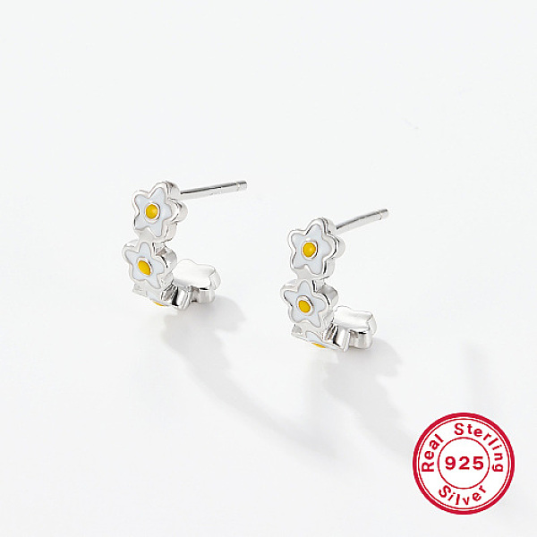 PandaHall Rhodium Plated 925 Sterling Silver Flower Stud Earrings, with 925 Stamp and Enamel, Platinum, 11x4.5mm Sterling Silver Flower
PandaHall Rhodium Plated 925 Sterling Silver Flower Stud Earrings, with 925 Stamp and Enamel, Platinum, 11x4.5mm Sterling Silver Flower
