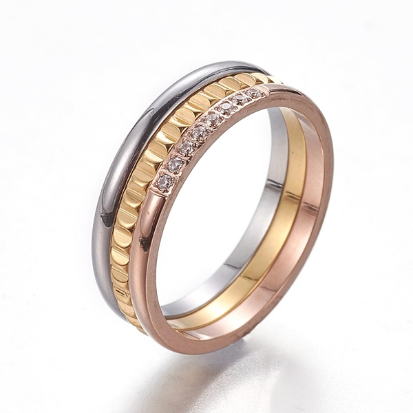 PandaHall 304 Stainless Steel Finger Rings, with Cubic Zirconia, Mixed Color, Size 6~9, 16~19mm Stainless Steel+Cubic Zirconia Clear
PandaHall 304 Stainless Steel Finger Rings, with Cubic Zirconia, Mixed Color, Size 6~9, 16~19mm Stainless Steel+Cubic Zirconia Clear
