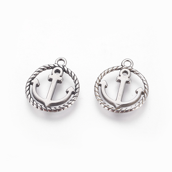 PandaHall 304 Stainless Steel Pendants, Ring with Anchor, Antique Silver, 17x14.5x1.5mm, Hole: 1.6mm 304 Stainless Steel Ring
PandaHall 304 Stainless Steel Pendants, Ring with Anchor, Antique Silver, 17x14.5x1.5mm, Hole: 1.6mm 304 Stainless Steel Ring