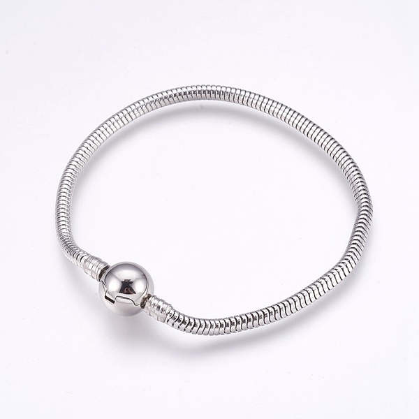 PandaHall 304 Stainless Steel European Style Bracelets Making, Round, Stainless Steel Color, 7-5/8 inch(19.5cm), 3mm Stainless Steel 
PandaHall 304 Stainless Steel European Style Bracelets Making, Round, Stainless Steel Color, 7-5/8 inch(19.5cm), 3mm Stainless Steel