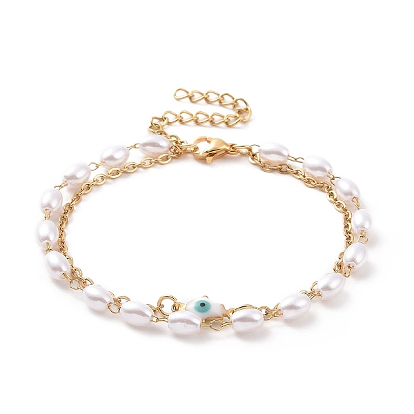 PandaHall Vacuum Plating 304 Stainless Steel Multi-strand Bracelets, with Rice Plastic Beads and Enamel Links, Hamsa Hand/Hand of Miriam..., White
PandaHall Vacuum Plating 304 Stainless Steel Multi-strand Bracelets, with Rice Plastic Beads and Enamel Links, Hamsa Hand/Hand of Miriam..., White