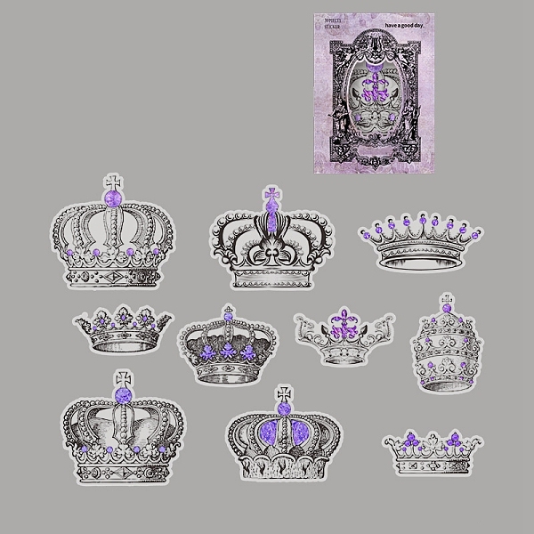 PandaHall 30Pcs 10 Styles Crown Translucent Parchment Paper Stickers, Self-adhesive Decals for DIY Scrapbooking, Medium Purple, Packing...
PandaHall 30Pcs 10 Styles Crown Translucent Parchment Paper Stickers, Self-adhesive Decals for DIY Scrapbooking, Medium Purple, Packing...