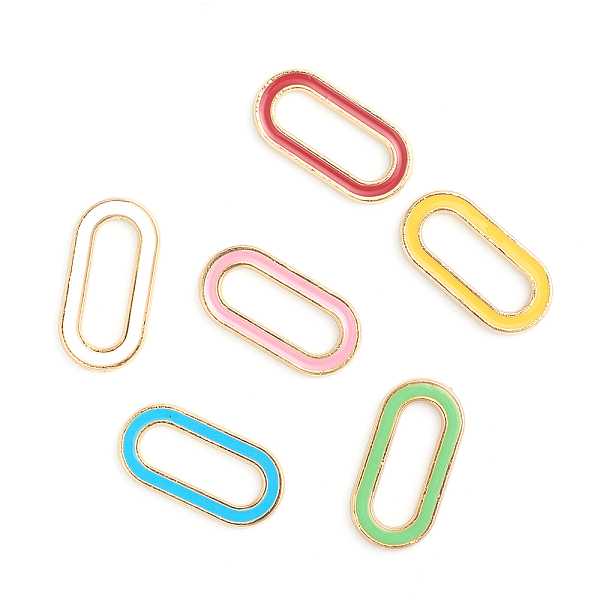 PandaHall Alloy Linking Rings, with Enamel, Oval, Golden, Mixed Color, 18x9x1.5mm, Inner Diameter: 13x4mm Alloy Oval Multicolor
PandaHall Alloy Linking Rings, with Enamel, Oval, Golden, Mixed Color, 18x9x1.5mm, Inner Diameter: 13x4mm Alloy Oval Multicolor