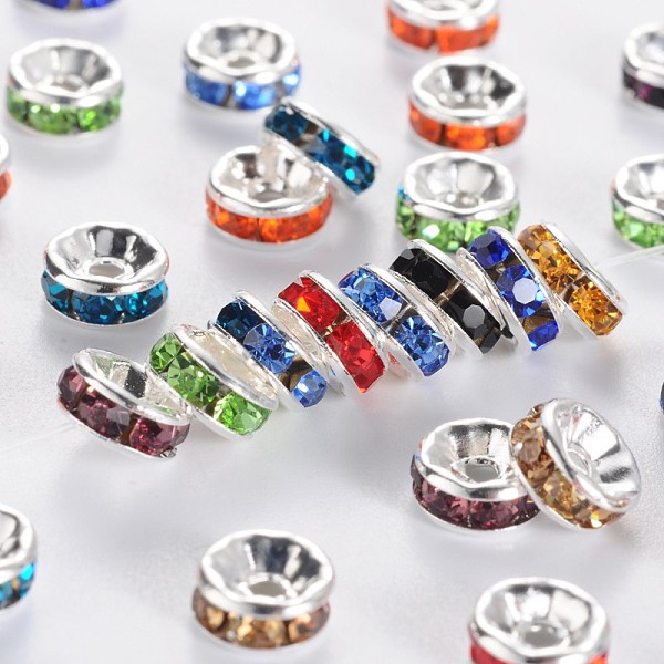 PandaHall Brass Grade A Rhinestone Spacer Beads, Silver Color Plated, Nickel Free, Mixed Color, 6x3mm, Hole: 1mm Brass+Rhinestone Rondelle..., Multicolor
PandaHall Brass Grade A Rhinestone Spacer Beads, Silver Color Plated, Nickel Free, Mixed Color, 6x3mm, Hole: 1mm Brass+Rhinestone Rondelle..., Multicolor