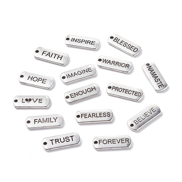 PandaHall (Defective Closeout Sale: Blister) Tibetan Style Alloy Inspirational Message Pendants, Rectangle with Word, Platinum, 21x8x2mm...
PandaHall (Defective Closeout Sale: Blister) Tibetan Style Alloy Inspirational Message Pendants, Rectangle with Word, Platinum, 21x8x2mm...