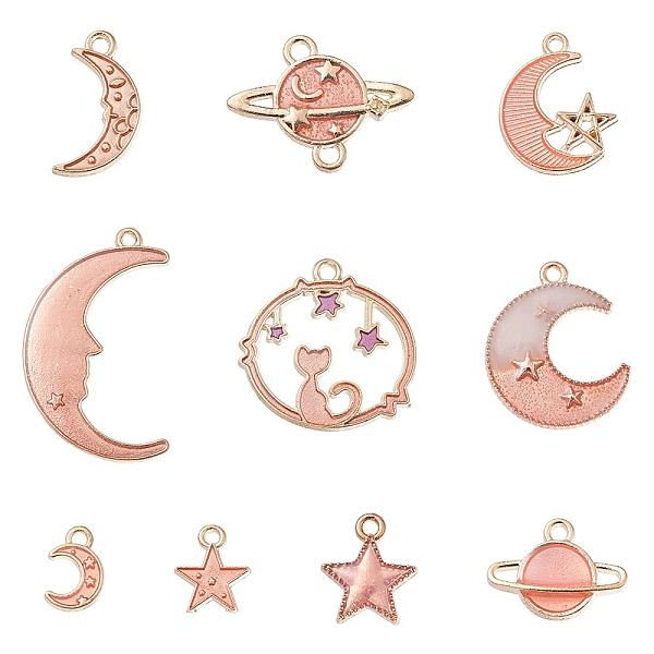 PandaHall 10Pcs 10 Style Alloy Enamel Pendants & Connector Charms, Moon/Star/Planet, Light Coral, Pendants: 11.5~32x7.5~23.5x1.5~3mm, Hole...
PandaHall 10Pcs 10 Style Alloy Enamel Pendants & Connector Charms, Moon/Star/Planet, Light Coral, Pendants: 11.5~32x7.5~23.5x1.5~3mm, Hole...
