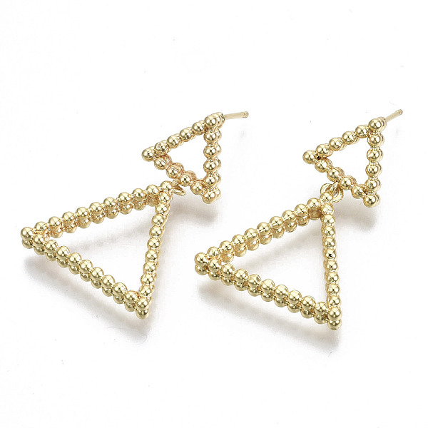PandaHall Brass Dangle Stud Earring, with Stainless Steel Pins, Nickel Free, Triangle, Real 18K Gold Plated, 34x22.5mm, Pin: 0.7mm Brass...
PandaHall Brass Dangle Stud Earring, with Stainless Steel Pins, Nickel Free, Triangle, Real 18K Gold Plated, 34x22.5mm, Pin: 0.7mm Brass...
