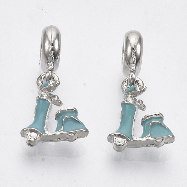 PandaHall Alloy European Dangle Charms, with Enamel, Large Hole Pendants, Motorbike, Medium Turquoise, Platinum, 23.5~24.5mm, Hole: 5mm..., Cyan
PandaHall Alloy European Dangle Charms, with Enamel, Large Hole Pendants, Motorbike, Medium Turquoise, Platinum, 23.5~24.5mm, Hole: 5mm..., Cyan