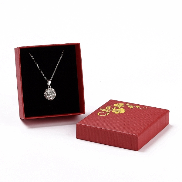 PandaHall Paper with Sponge Mat Necklace Boxes, Rectangle with Gold Stamping Flower Pattern, FireBrick, 8.7x7.7x3.65cm, Inner Diameter..., Red
PandaHall Paper with Sponge Mat Necklace Boxes, Rectangle with Gold Stamping Flower Pattern, FireBrick, 8.7x7.7x3.65cm, Inner Diameter..., Red