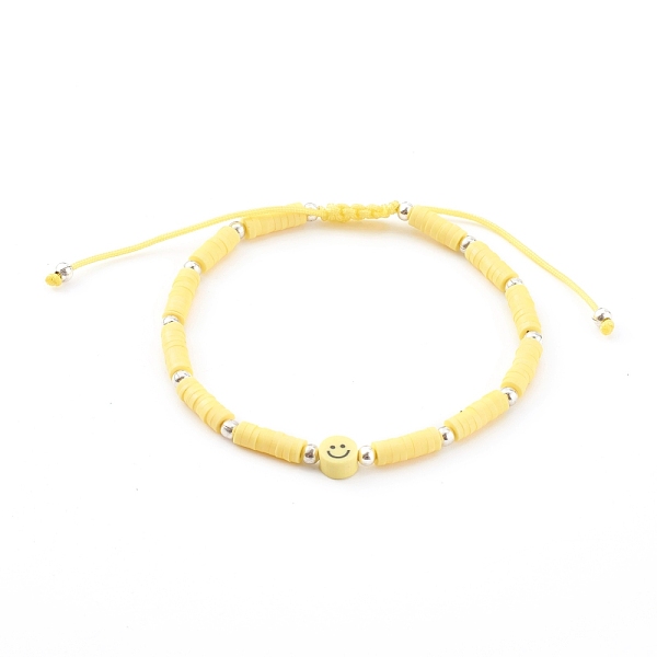 PandaHall Adjustable Nylon Thread Braided Bead Bracelets, with Polymer Clay Heishi Beads and Iron Beads, Smiling Face, Silver Color Plated..., Yellow
PandaHall Adjustable Nylon Thread Braided Bead Bracelets, with Polymer Clay Heishi Beads and Iron Beads, Smiling Face, Silver Color Plated..., Yellow