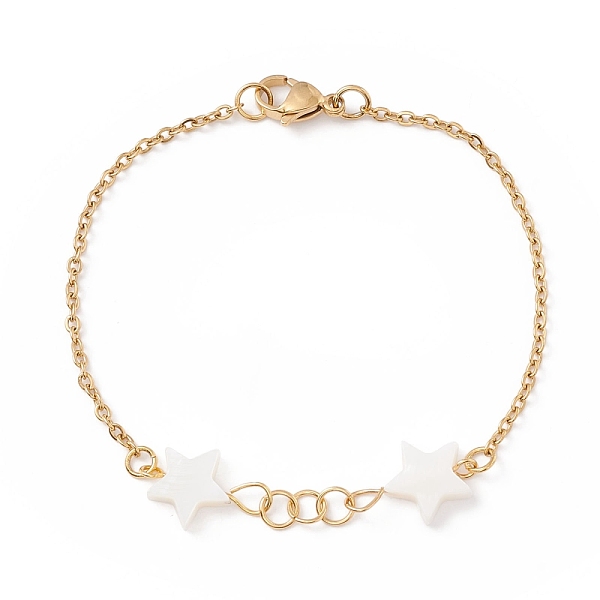 PandaHall Synthetic Shell Star Link Bracelet, Ion Plating(IP) 304 Stainless Steel Jewelry for Women, Golden, 7-1/2 inch(19cm) Shell White
PandaHall Synthetic Shell Star Link Bracelet, Ion Plating(IP) 304 Stainless Steel Jewelry for Women, Golden, 7-1/2 inch(19cm) Shell White